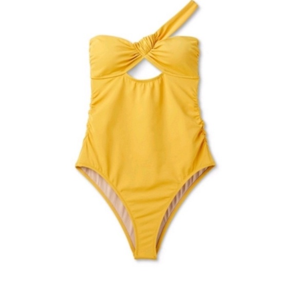 One Piece Unique Mustard Tumeric Yellow Swimsuit - Picture 5 of 7